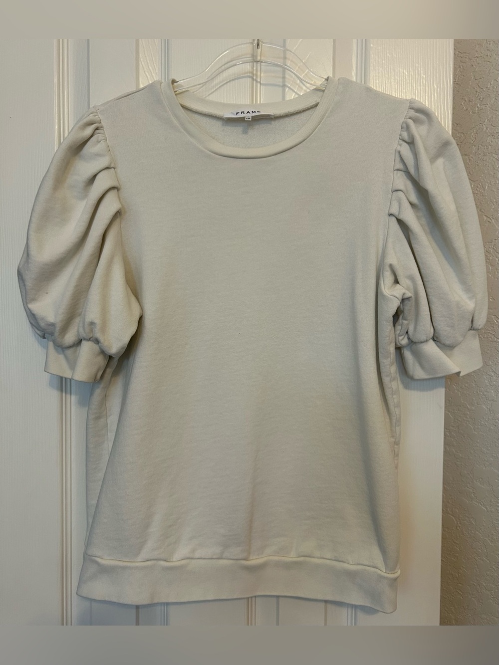 Frame Ivory Puff-Sleeve Short Sleeve Sweatshirt